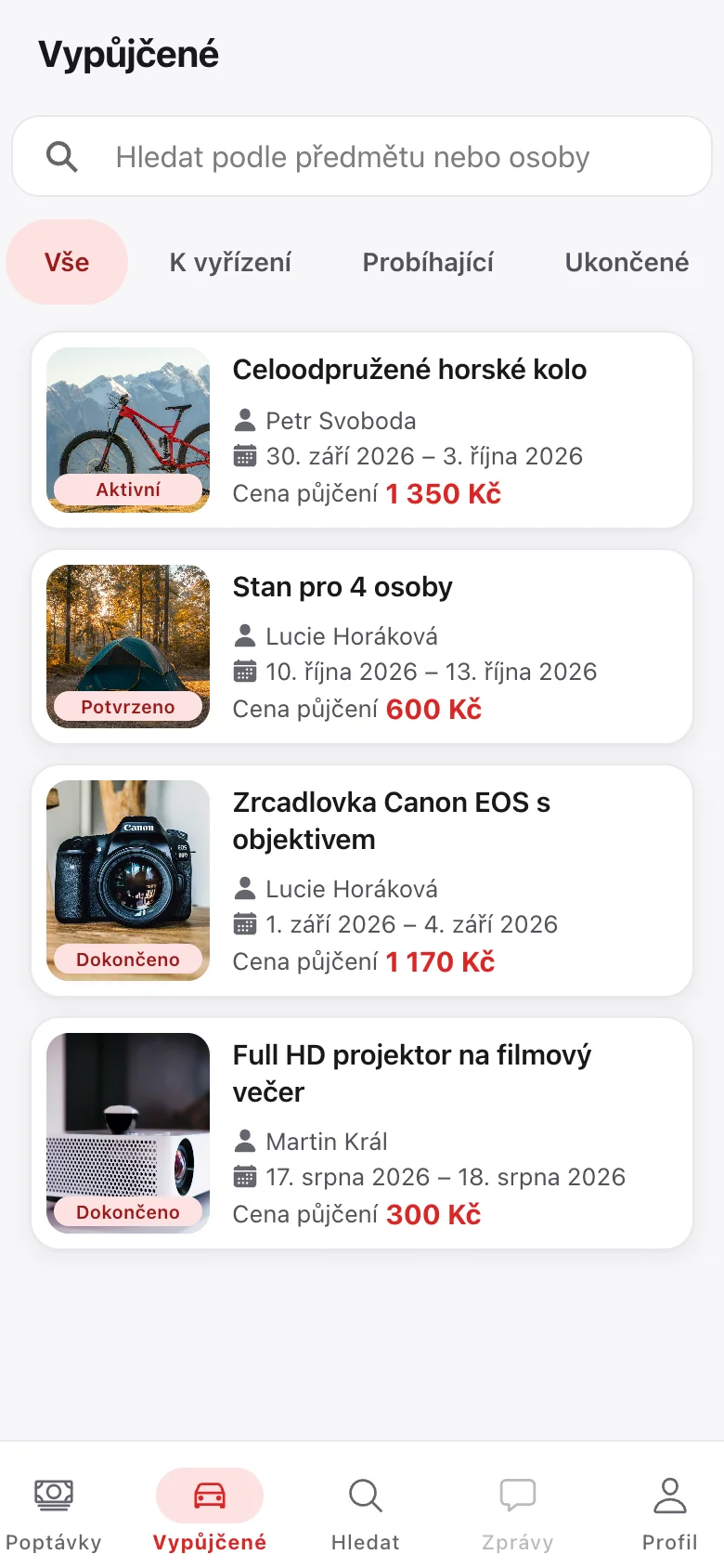 Vypůjčené předměty