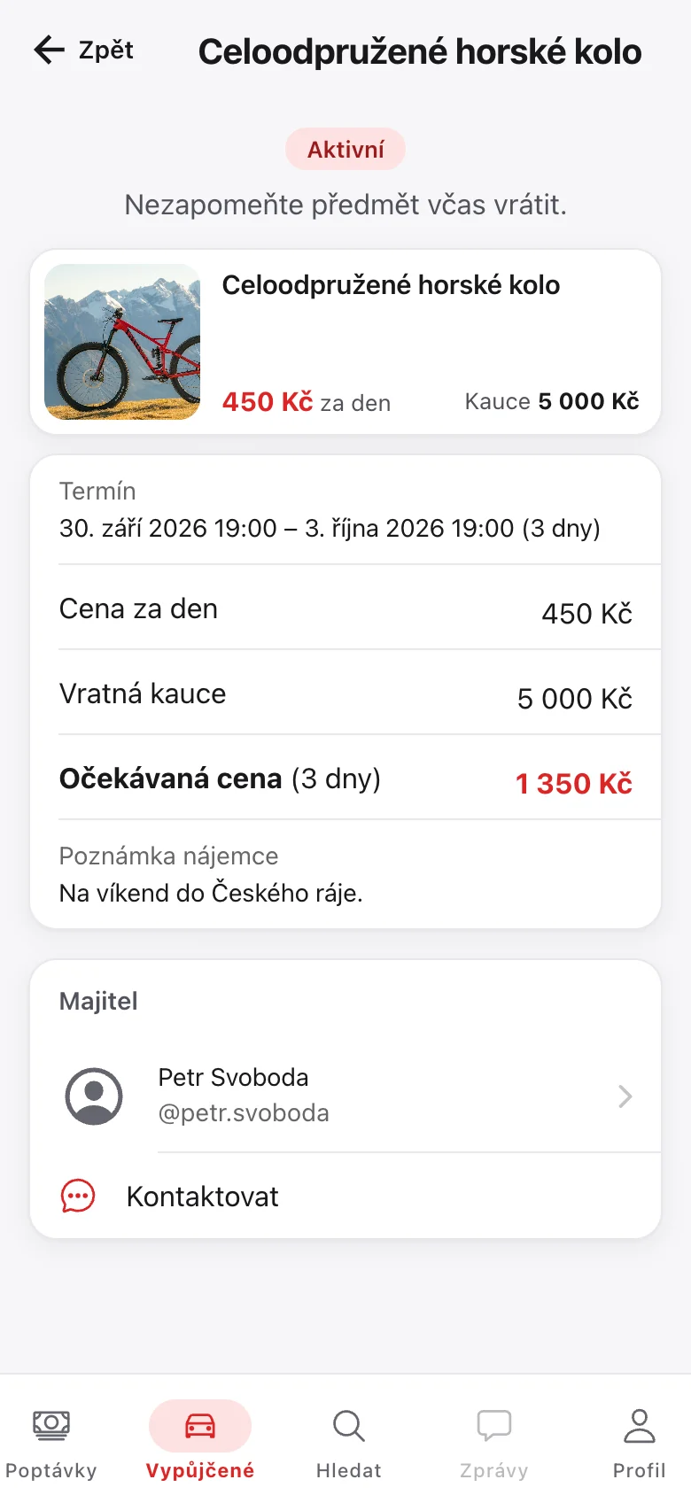Detail výpůjčky