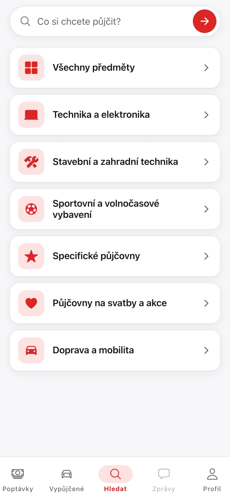 Vyhledávání podle kategorií